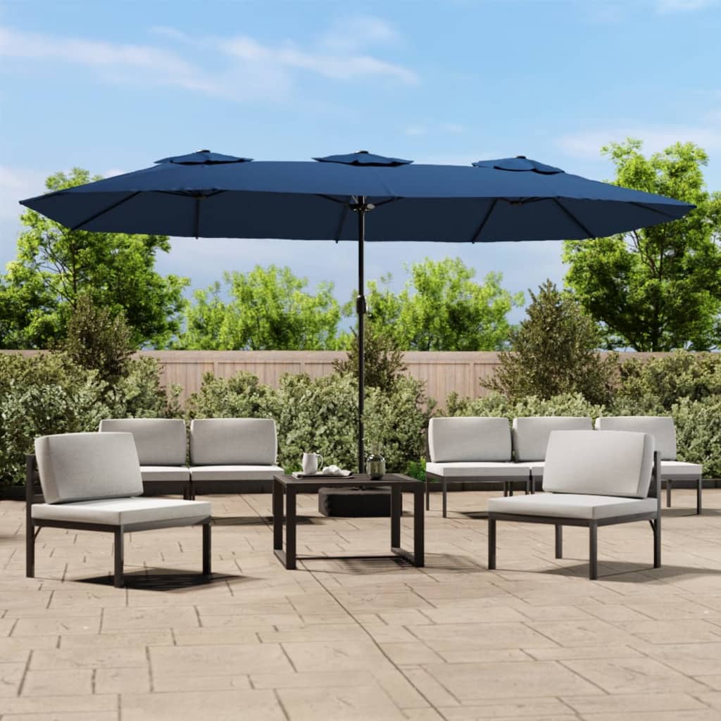 Parasol dubbel dak met LED 449x265 cm azuurblauw is nu te koop bij PeponiXL, paradijselijk wonen!