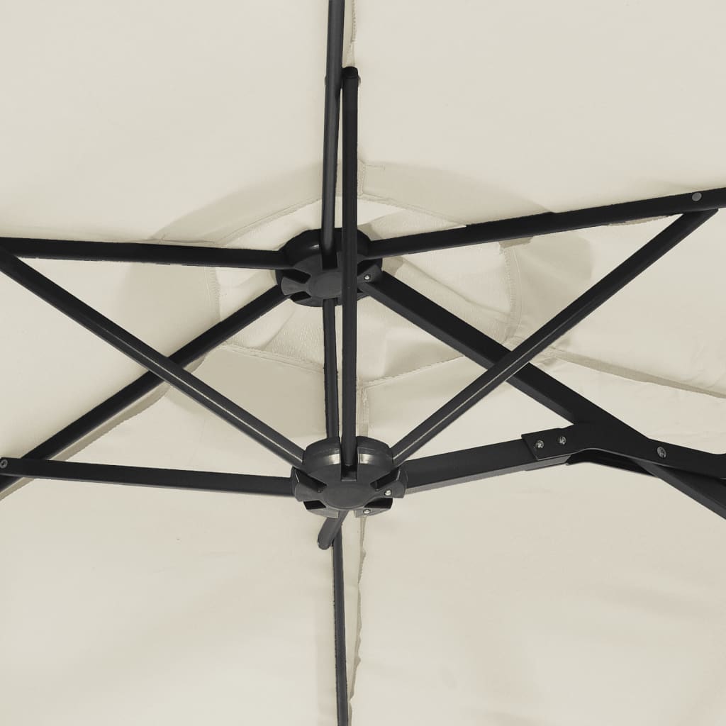 Parasol dubbel dak 316x145 cm zandwit is nu te koop bij PeponiXL, paradijselijk wonen!