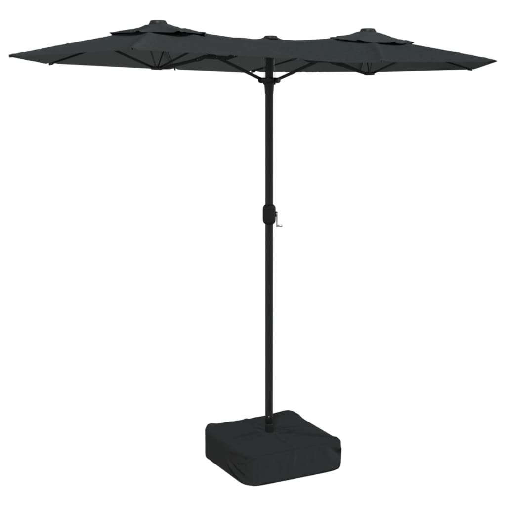 Parasol dubbel dak 316x145 cm antracietkleurig