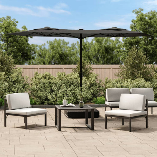Parasol dubbel dak 316x145 cm antracietkleurig is nu te koop bij PeponiXL, paradijselijk wonen!