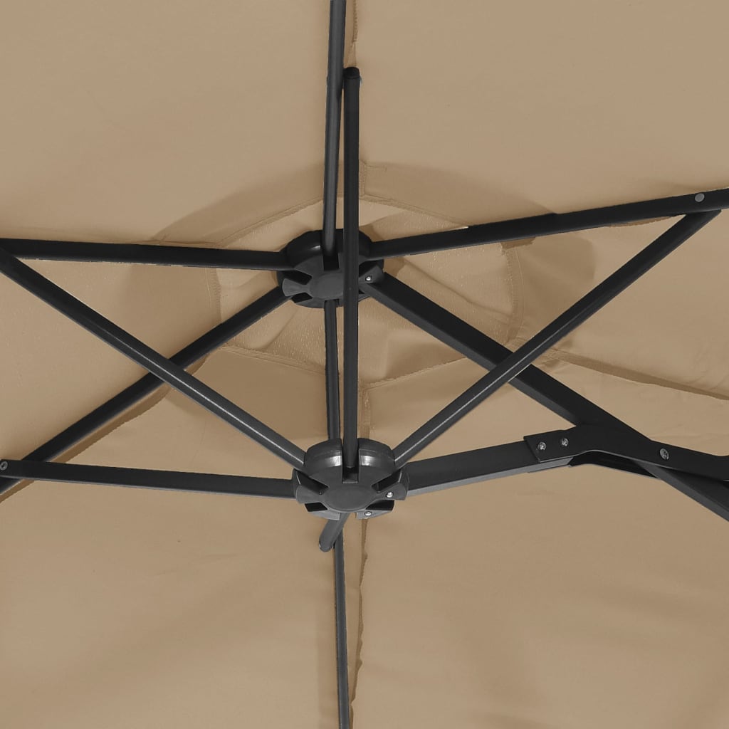 Parasol dubbel dak 316x145 cm taupe