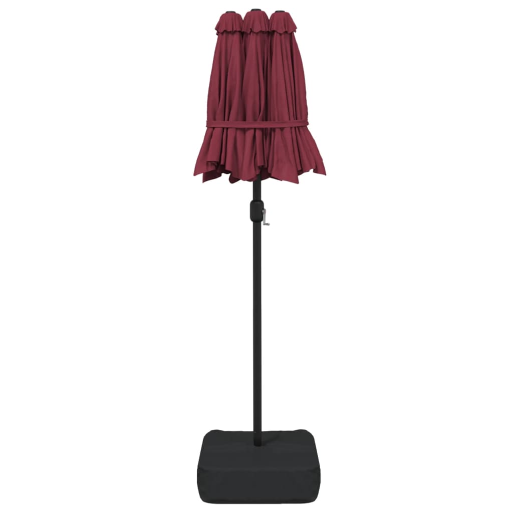 Parasol dubbel dak 316x145 cm bordeauxrood is nu te koop bij PeponiXL, paradijselijk wonen!