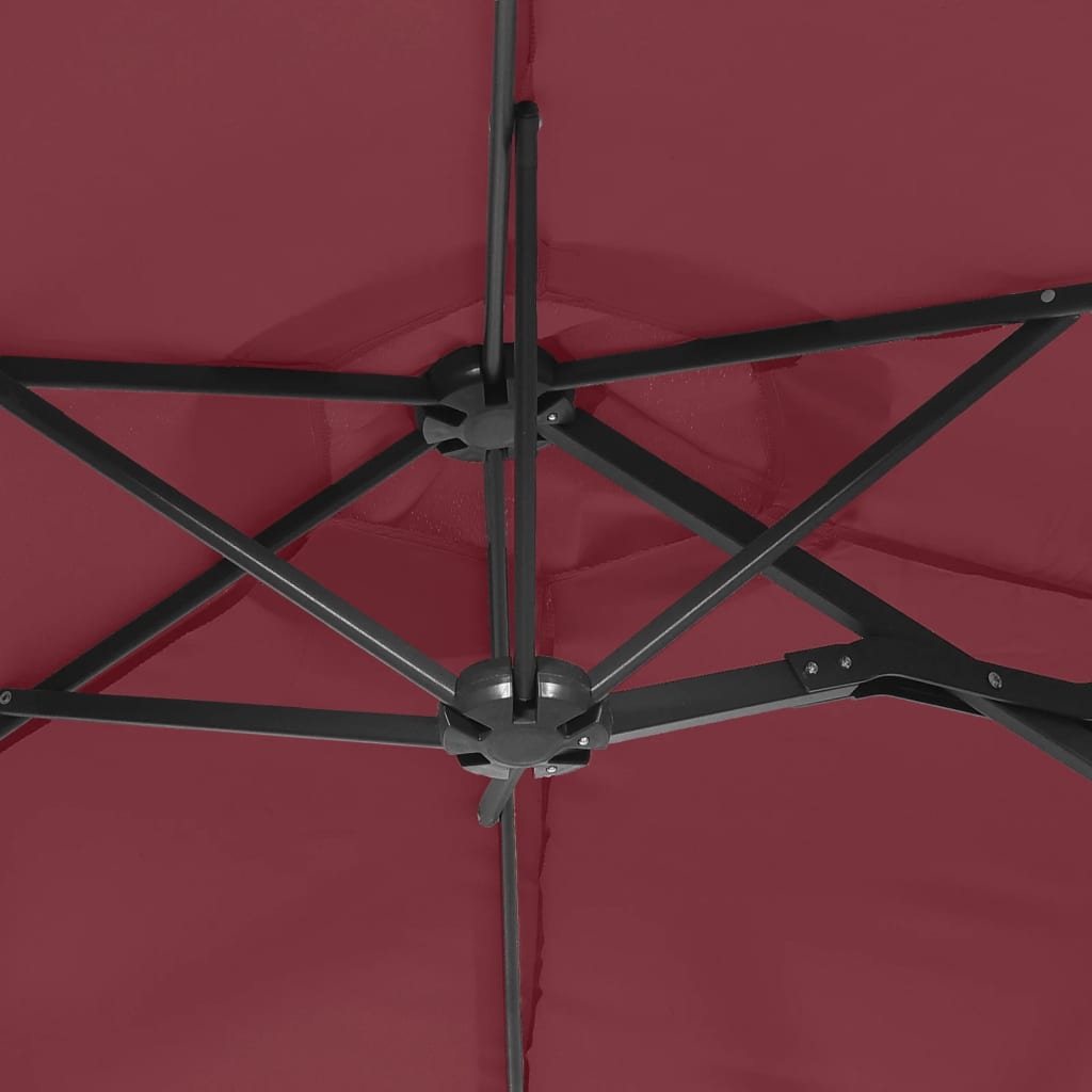 Parasol dubbel dak 316x145 cm bordeauxrood is nu te koop bij PeponiXL, paradijselijk wonen!