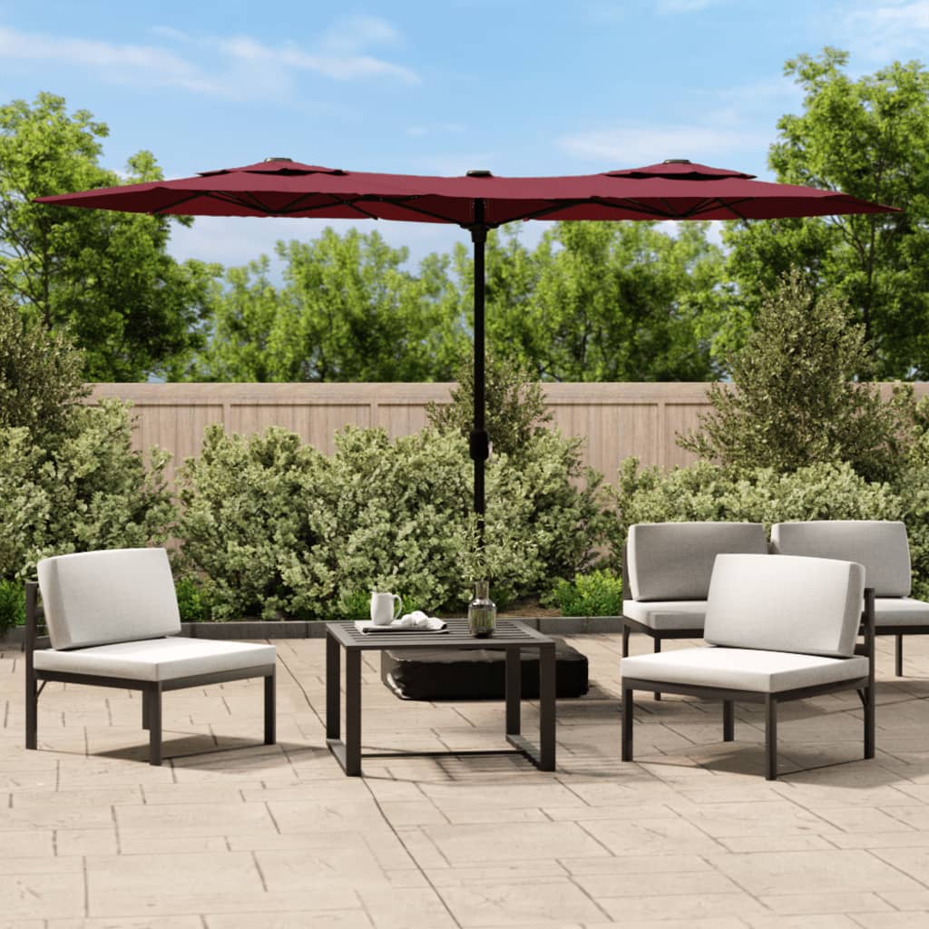 Parasol dubbel dak 316x145 cm bordeauxrood is nu te koop bij PeponiXL, paradijselijk wonen!