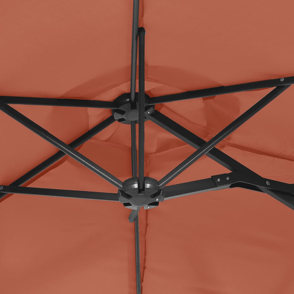 Parasol dubbel dak 316x145 cm terracottakleurig is nu te koop bij PeponiXL, paradijselijk wonen!