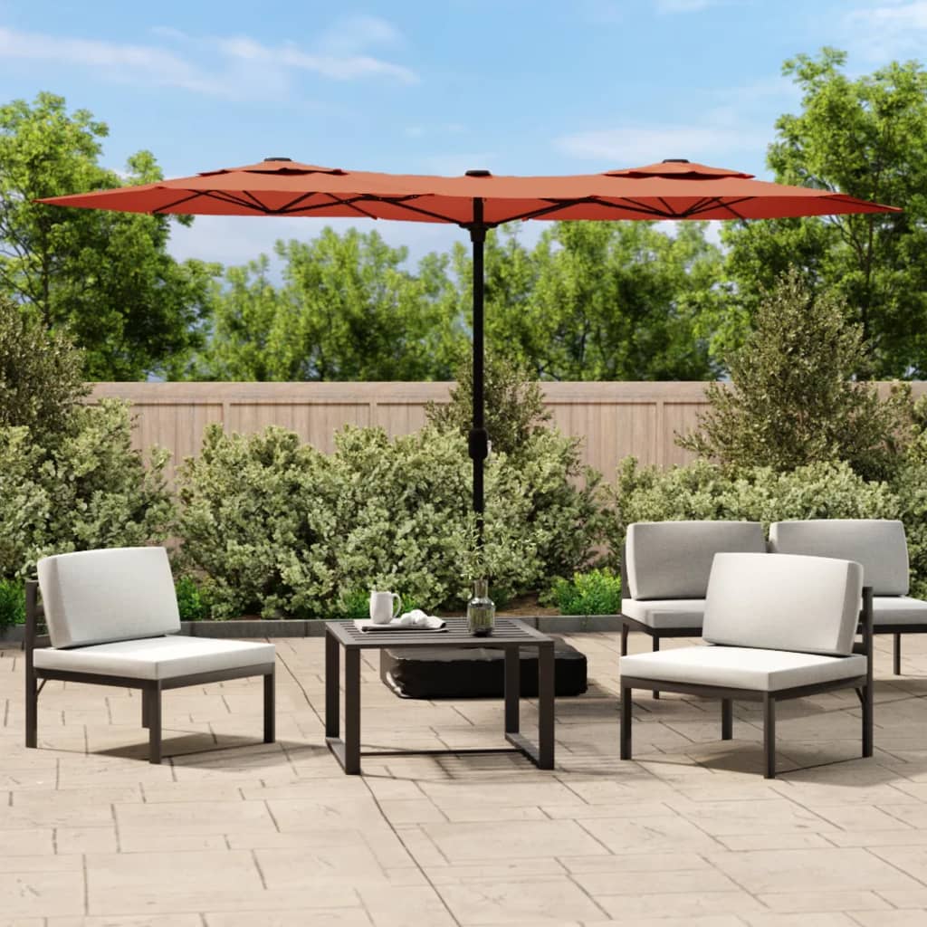 Parasol dubbel dak 316x145 cm terracottakleurig is nu te koop bij PeponiXL, paradijselijk wonen!