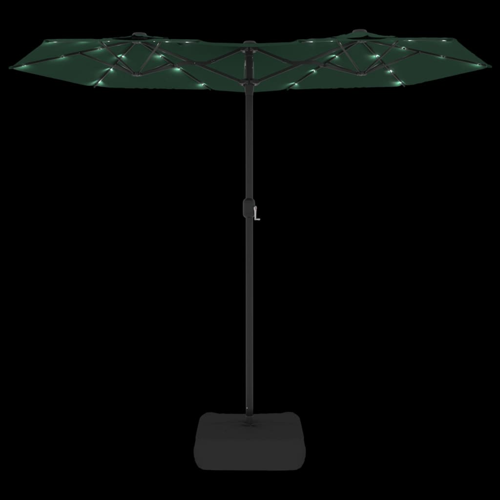 Parasol dubbel met LED's 316x145 cm groen is nu te koop bij PeponiXL, paradijselijk wonen!