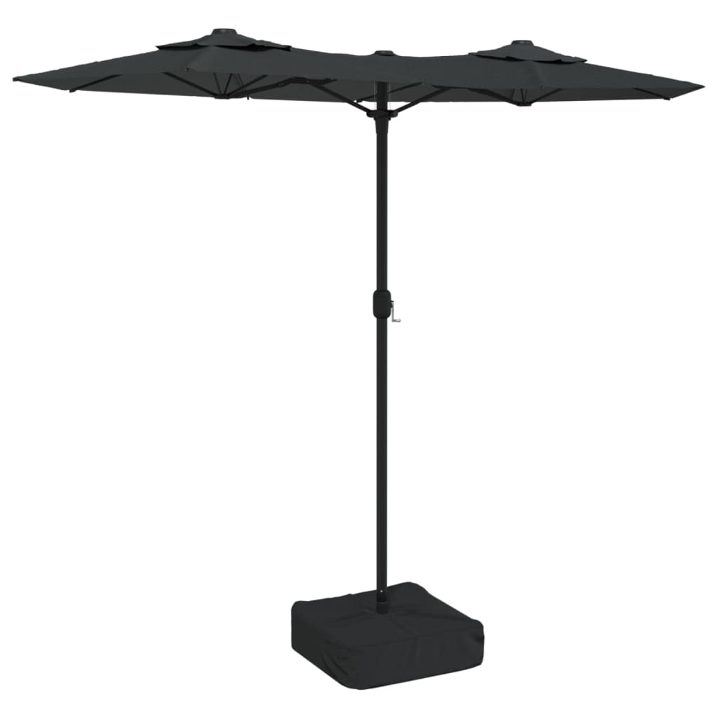 Parasol dubbel dak met LED's 316x145 cm antracietkleurig is nu te koop bij PeponiXL, paradijselijk wonen!
