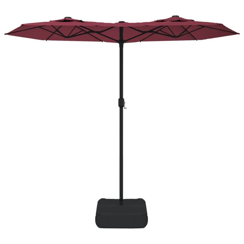 Parasol dubbel dak met LED 316x145 cm bordeauxrood is nu te koop bij PeponiXL, paradijselijk wonen!
