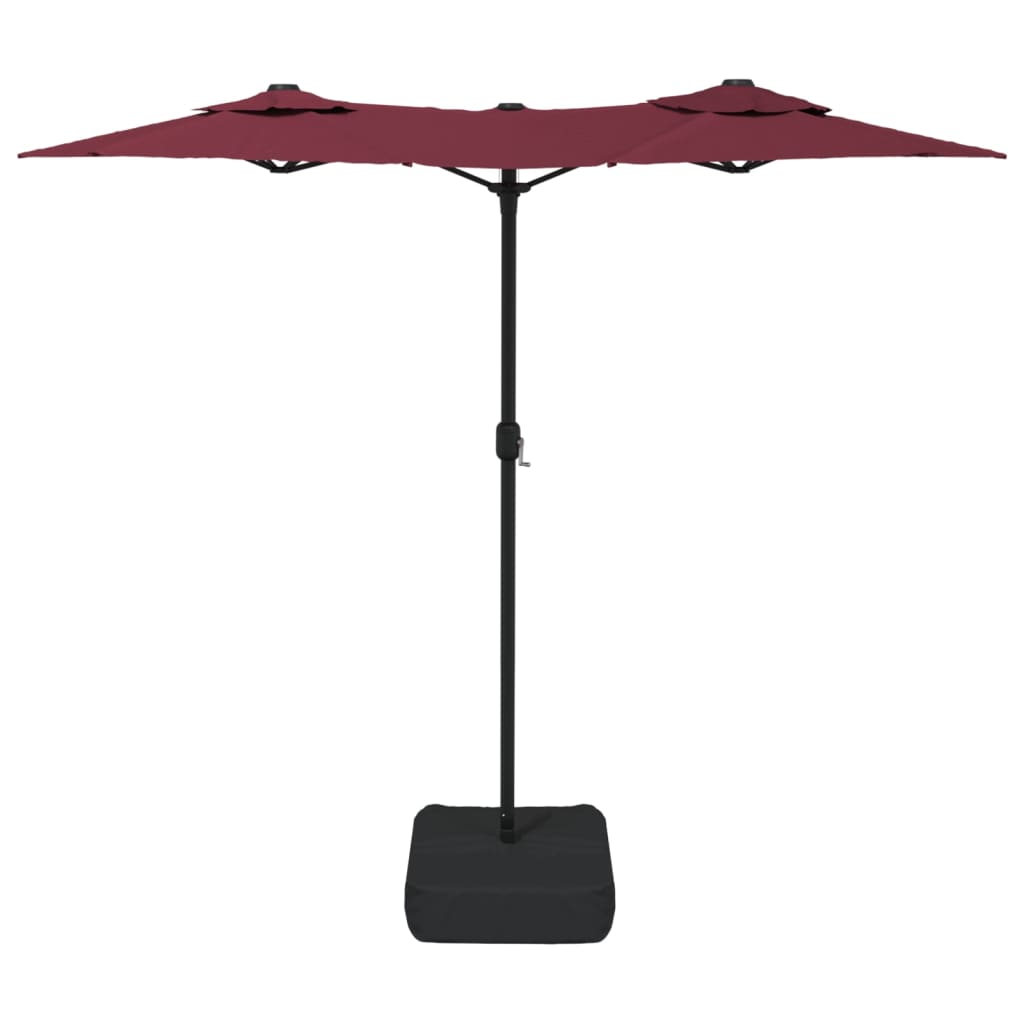 Parasol dubbel dak met LED 316x145 cm bordeauxrood is nu te koop bij PeponiXL, paradijselijk wonen!