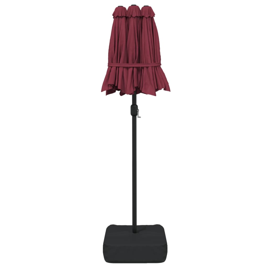 Parasol dubbel dak met LED 316x145 cm bordeauxrood is nu te koop bij PeponiXL, paradijselijk wonen!