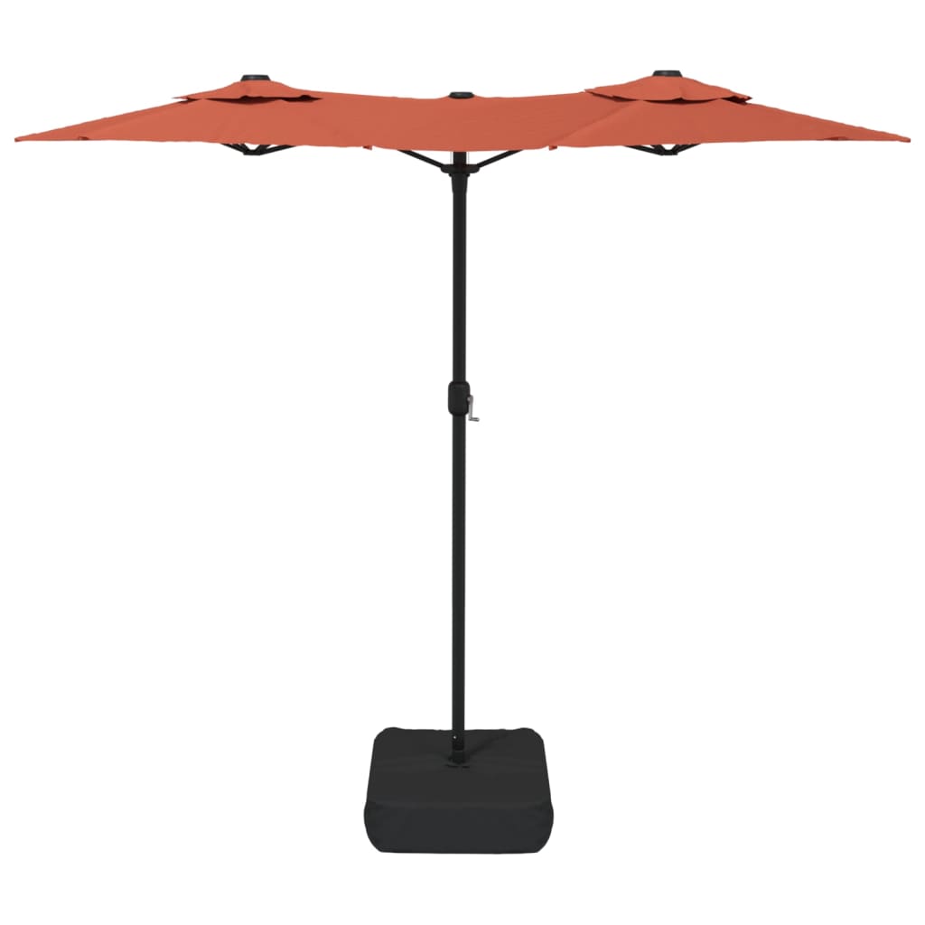 Parasol dubbel dak met LED's 316x145 cm terracottakleurig is nu te koop bij PeponiXL, paradijselijk wonen!