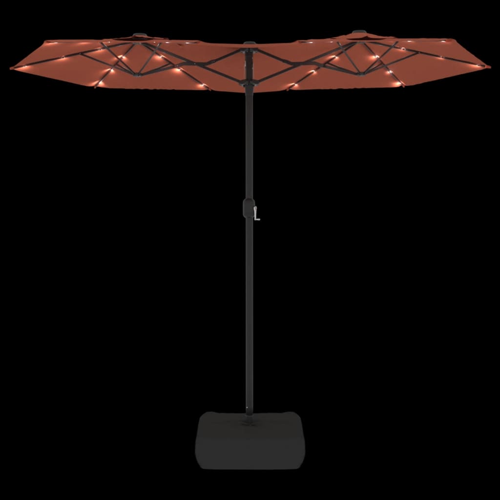 Parasol dubbel dak met LED's 316x145 cm terracottakleurig is nu te koop bij PeponiXL, paradijselijk wonen!