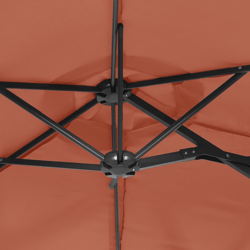 Parasol dubbel dak met LED's 316x145 cm terracottakleurig is nu te koop bij PeponiXL, paradijselijk wonen!