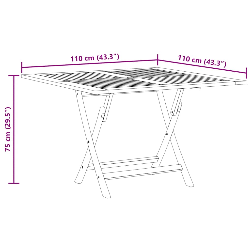 Tuintafel inklapbaar 110x110x75 cm massief teakhout is nu te koop bij PeponiXL, paradijselijk wonen!