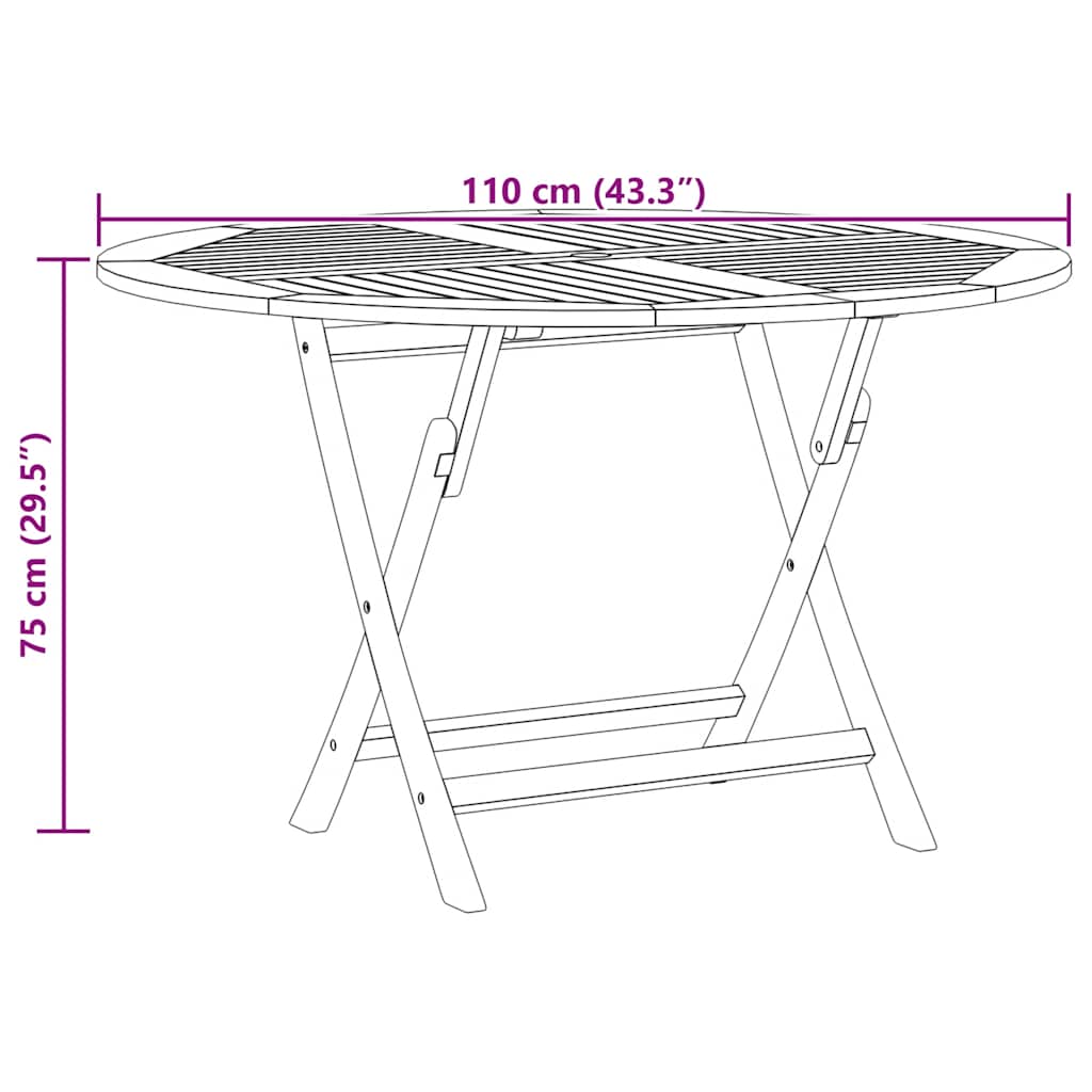 Tuintafel inklapbaar Ø 110x75 cm massief teakhout is nu te koop bij PeponiXL, paradijselijk wonen!