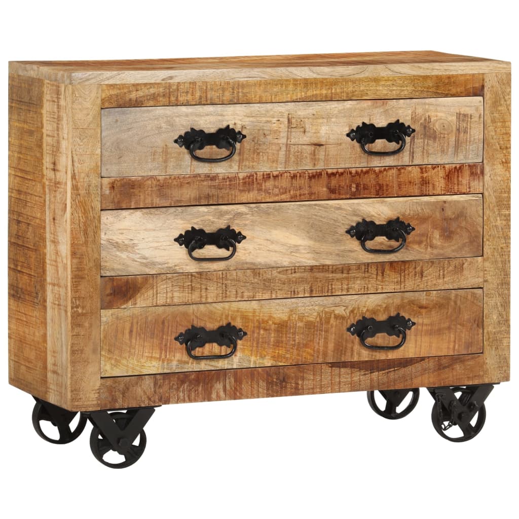 Dressoir met 3 lades 80x30x65 cm massief ruw mangohout is nu te koop bij PeponiXL, paradijselijk wonen!