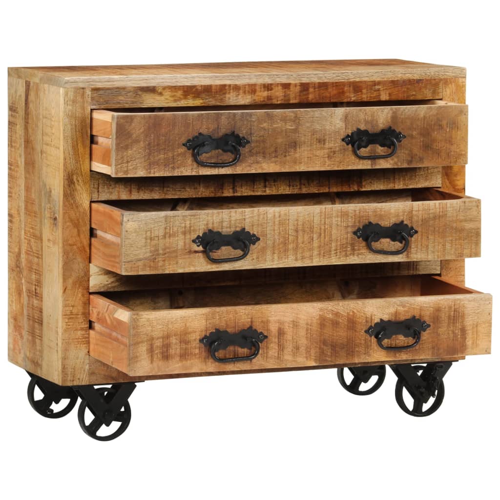 Dressoir met 3 lades 80x30x65 cm massief ruw mangohout is nu te koop bij PeponiXL, paradijselijk wonen!