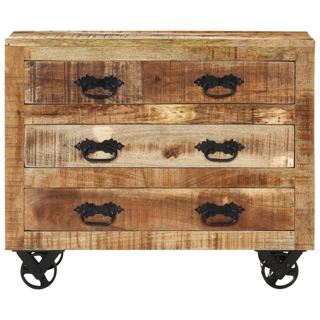 Dressoir met 3 lades 80x30x65 cm massief ruw mangohout is nu te koop bij PeponiXL, paradijselijk wonen!