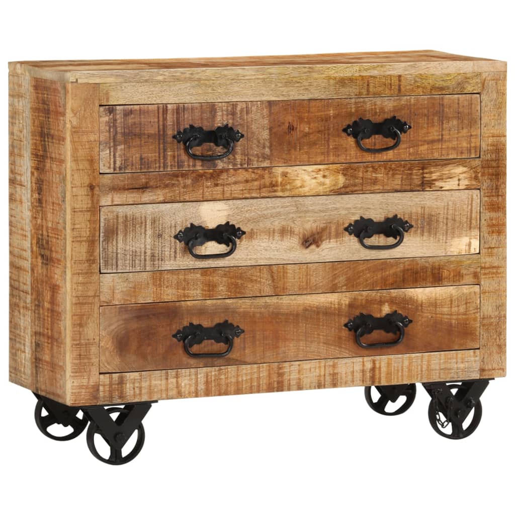 Dressoir met 3 lades 80x30x65 cm massief ruw mangohout is nu te koop bij PeponiXL, paradijselijk wonen!
