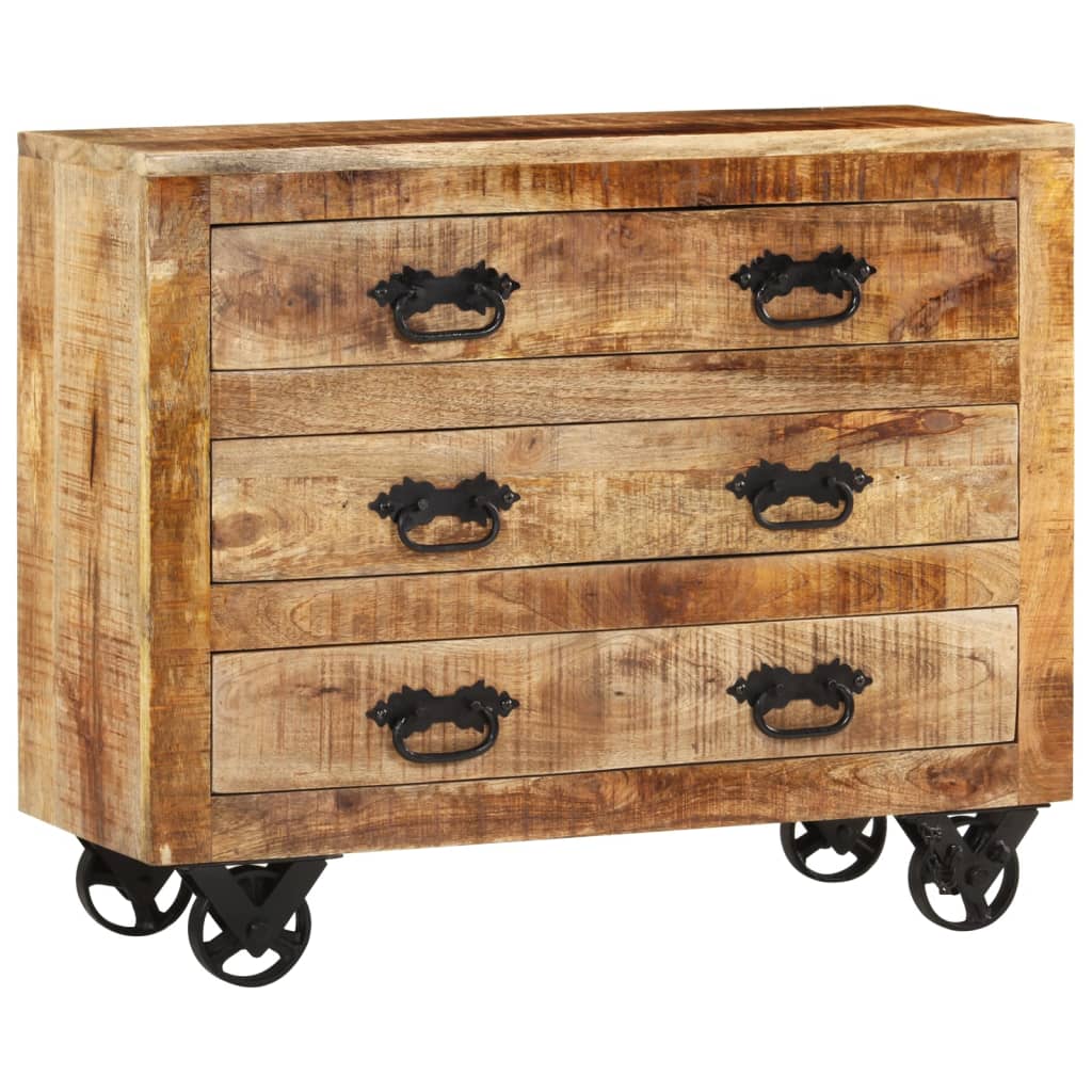 Dressoir met 3 lades 80x30x65 cm massief ruw mangohout is nu te koop bij PeponiXL, paradijselijk wonen!