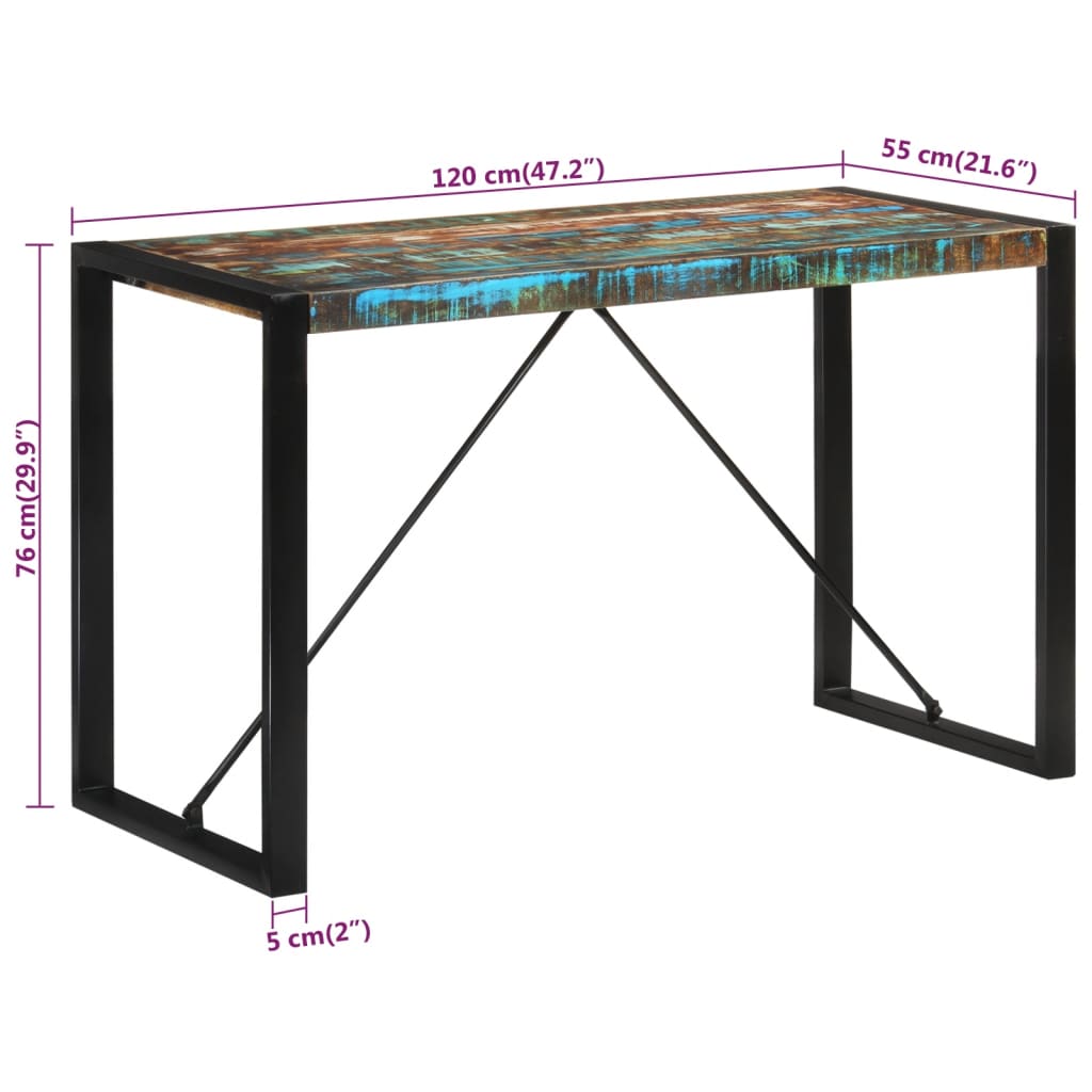 Eettafel 120x55x76 cm massief gerecycled hout is nu te koop bij PeponiXL, paradijselijk wonen!