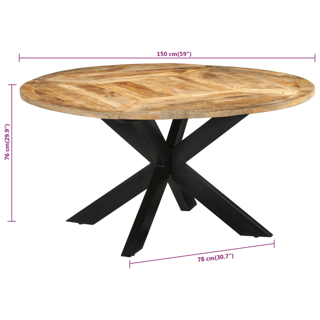 Eettafel Ø150x76 cm massief ruw mangohout is nu te koop bij PeponiXL, paradijselijk wonen!