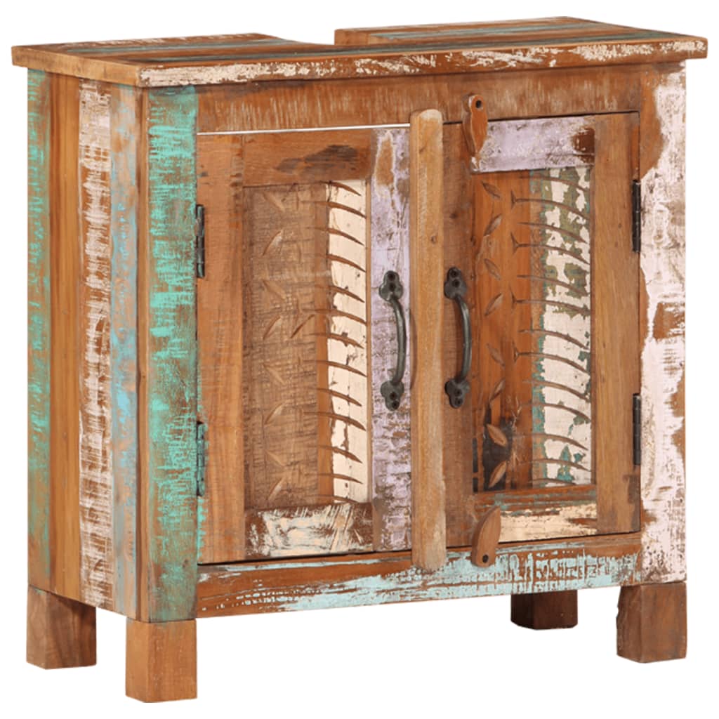 4-delige Badkamermeubelset massief hergebruikt hout is nu te koop bij PeponiXL, paradijselijk wonen!