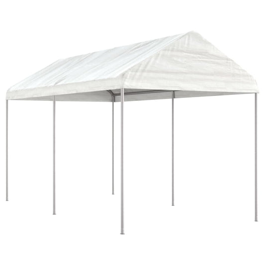 Prieel met dak 4,46x2,28x2,69 m polyetheen wit is nu te koop bij PeponiXL, paradijselijk wonen!