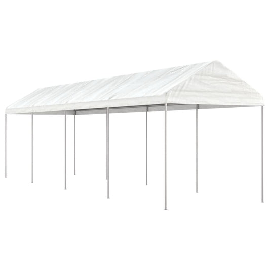 Prieel met dak 8,92x2,28x2,69 m polyetheen wit is nu te koop bij PeponiXL, paradijselijk wonen!