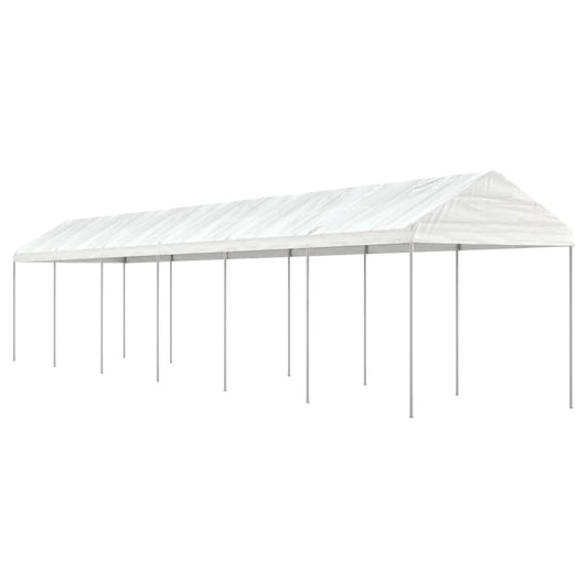 Prieel met dak 13,38x2,28x2,69 m polyetheen wit is nu te koop bij PeponiXL, paradijselijk wonen!