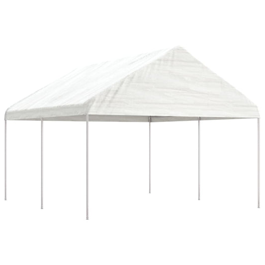 Prieel met dak 4,46x4,08x3,22 m polyetheen wit is nu te koop bij PeponiXL, paradijselijk wonen!