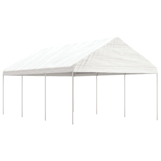 Prieel met dak 6,69x4,08x3,22 m polyetheen wit is nu te koop bij PeponiXL, paradijselijk wonen!