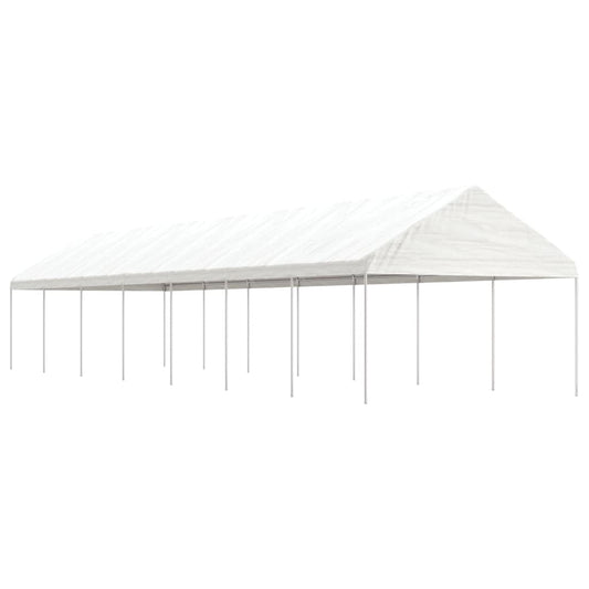 Prieel met dak 15,61x4,08x3,22 m polyetheen wit is nu te koop bij PeponiXL, paradijselijk wonen!