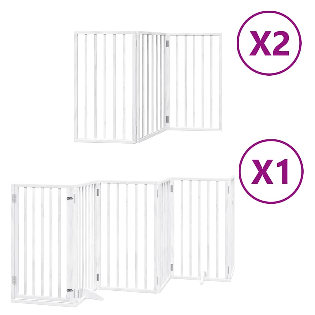 Hondenhek inklapbaar met deur 12 panelen 600cm populierhout wit is nu te koop bij PeponiXL, paradijselijk wonen!
