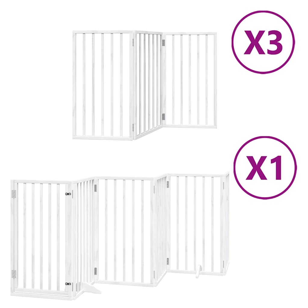 Hondenhek inklapbaar met deur 15 panelen 750cm populierhout wit is nu te koop bij PeponiXL, paradijselijk wonen!