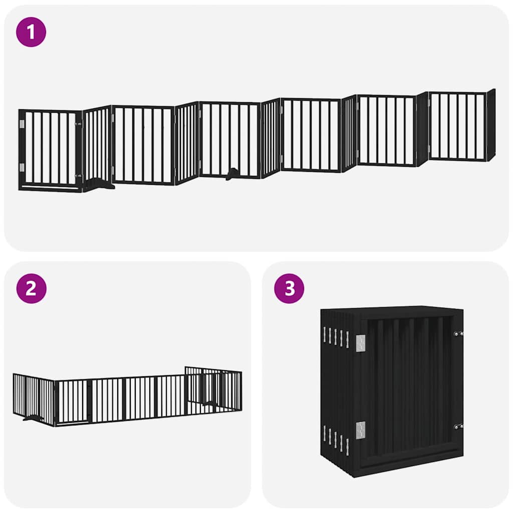 Hondenhek inklapbaar 12 panelen 600 cm populierenhout zwart is nu te koop bij PeponiXL, paradijselijk wonen!