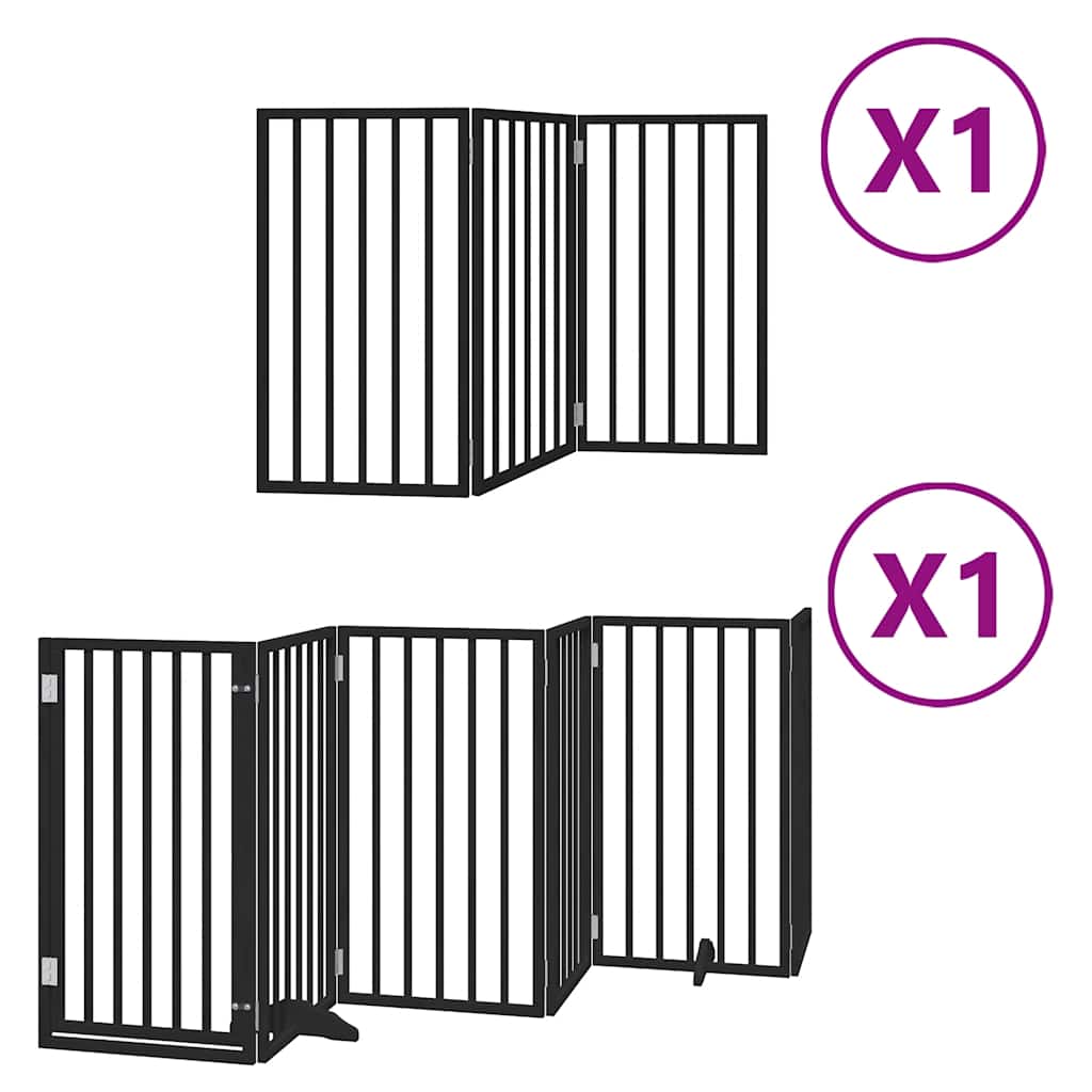 Hondenhek inklapbaar 9 panelen 450 cm populierenhout zwart is nu te koop bij PeponiXL, paradijselijk wonen!