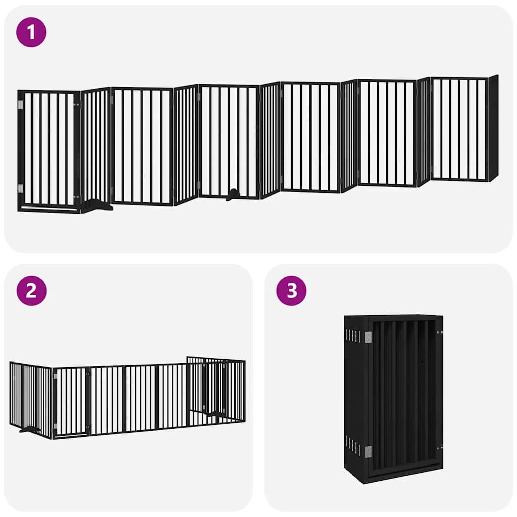 Hondenhek inklapbaar 12 panelen 600 cm populierenhout zwart is nu te koop bij PeponiXL, paradijselijk wonen!