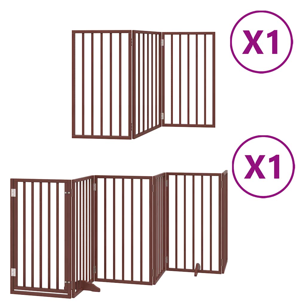 Hondenhek inklapbaar 9 panelen 450 cm populierenhout bruin is nu te koop bij PeponiXL, paradijselijk wonen!
