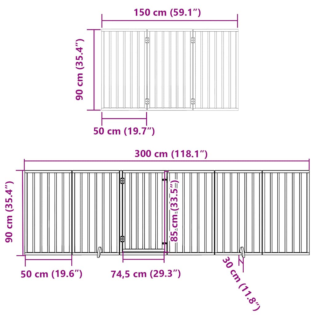 Hondenhek inklapbaar 9 panelen 450 cm populierenhout bruin is nu te koop bij PeponiXL, paradijselijk wonen!