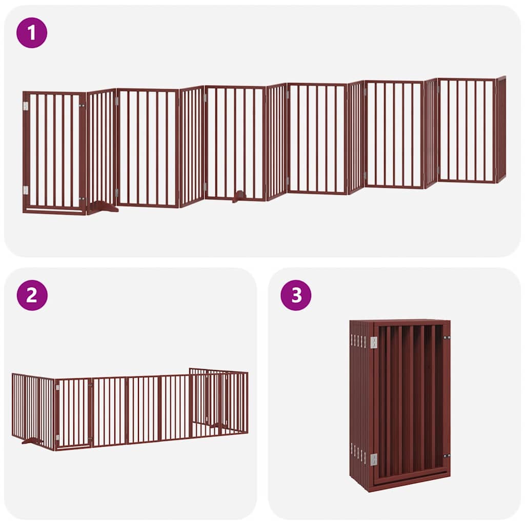 Hondenhek inklapbaar 12 panelen 600 cm populierenhout bruin is nu te koop bij PeponiXL, paradijselijk wonen!
