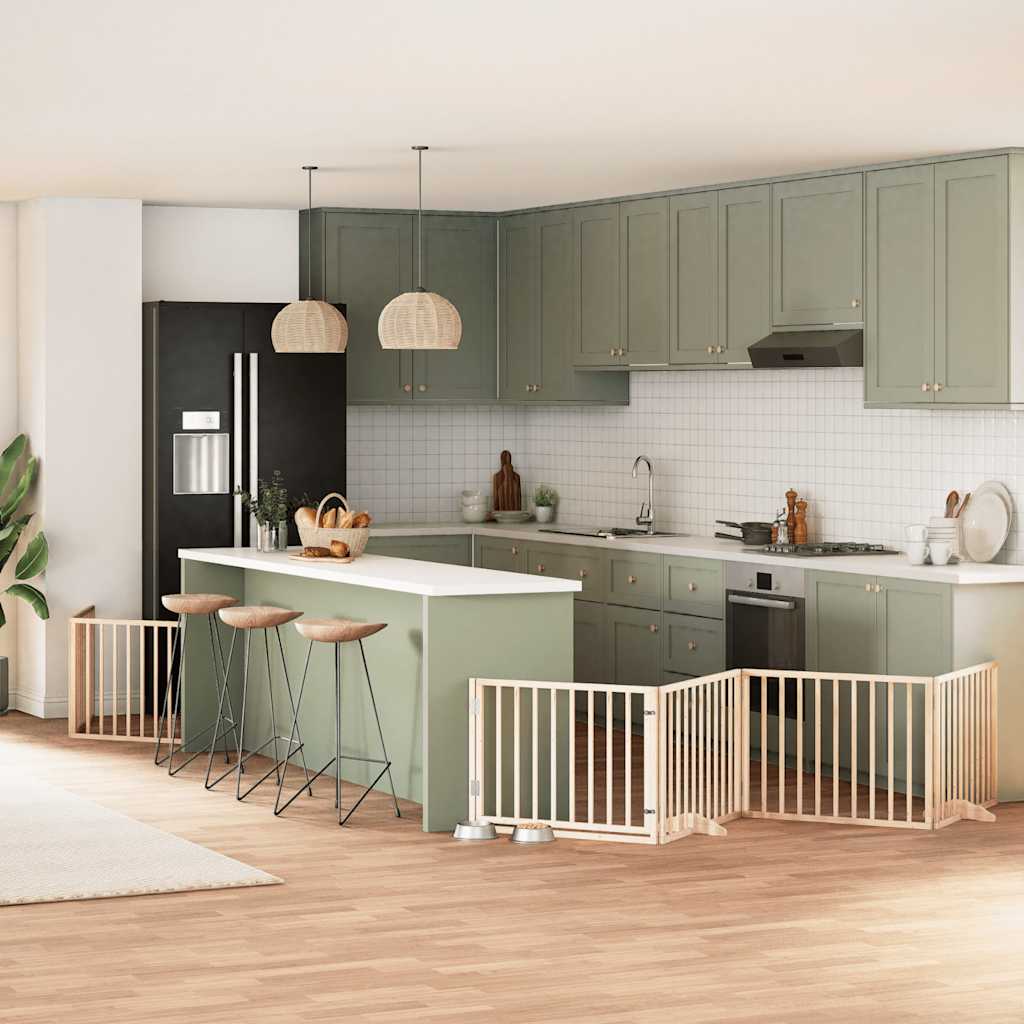 Hondenhek inklapbaar met deur 6 panelen 480 cm populierenhout is nu te koop bij PeponiXL, paradijselijk wonen!