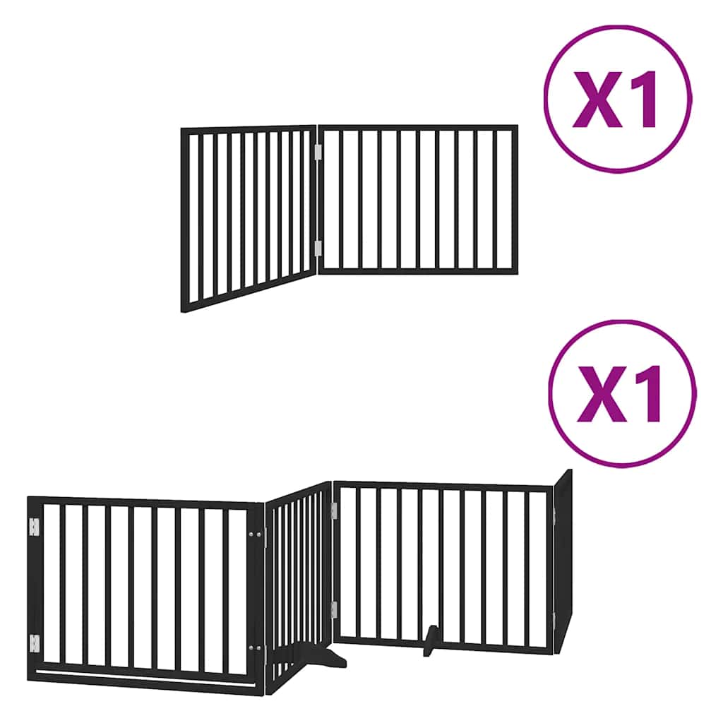 Hondenhek inklapbaar 6 panelen 480 cm populierenhout zwart is nu te koop bij PeponiXL, paradijselijk wonen!