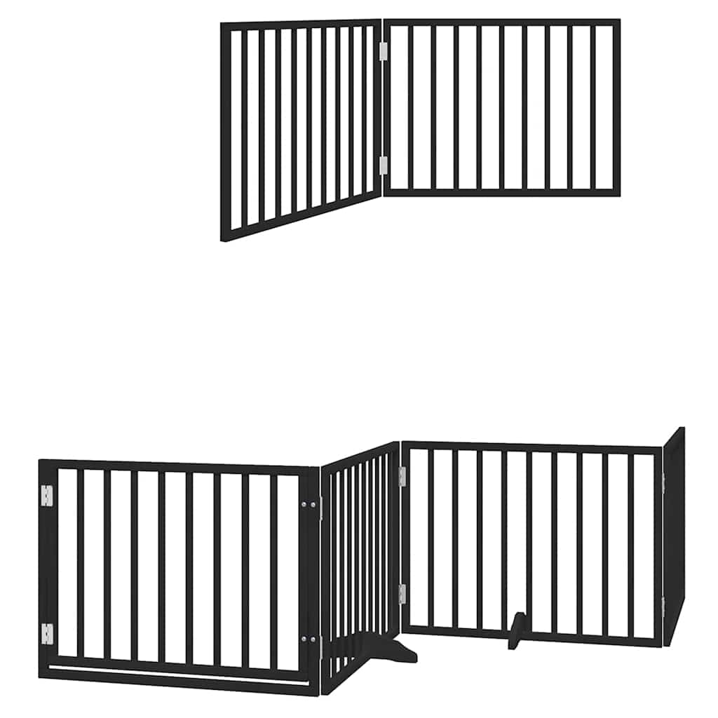Hondenhek inklapbaar 6 panelen 480 cm populierenhout zwart is nu te koop bij PeponiXL, paradijselijk wonen!