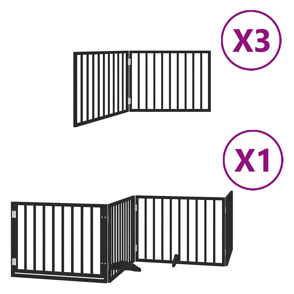 Hondenhek inklapbaar 10 panelen 800 cm populierenhout zwart is nu te koop bij PeponiXL, paradijselijk wonen!