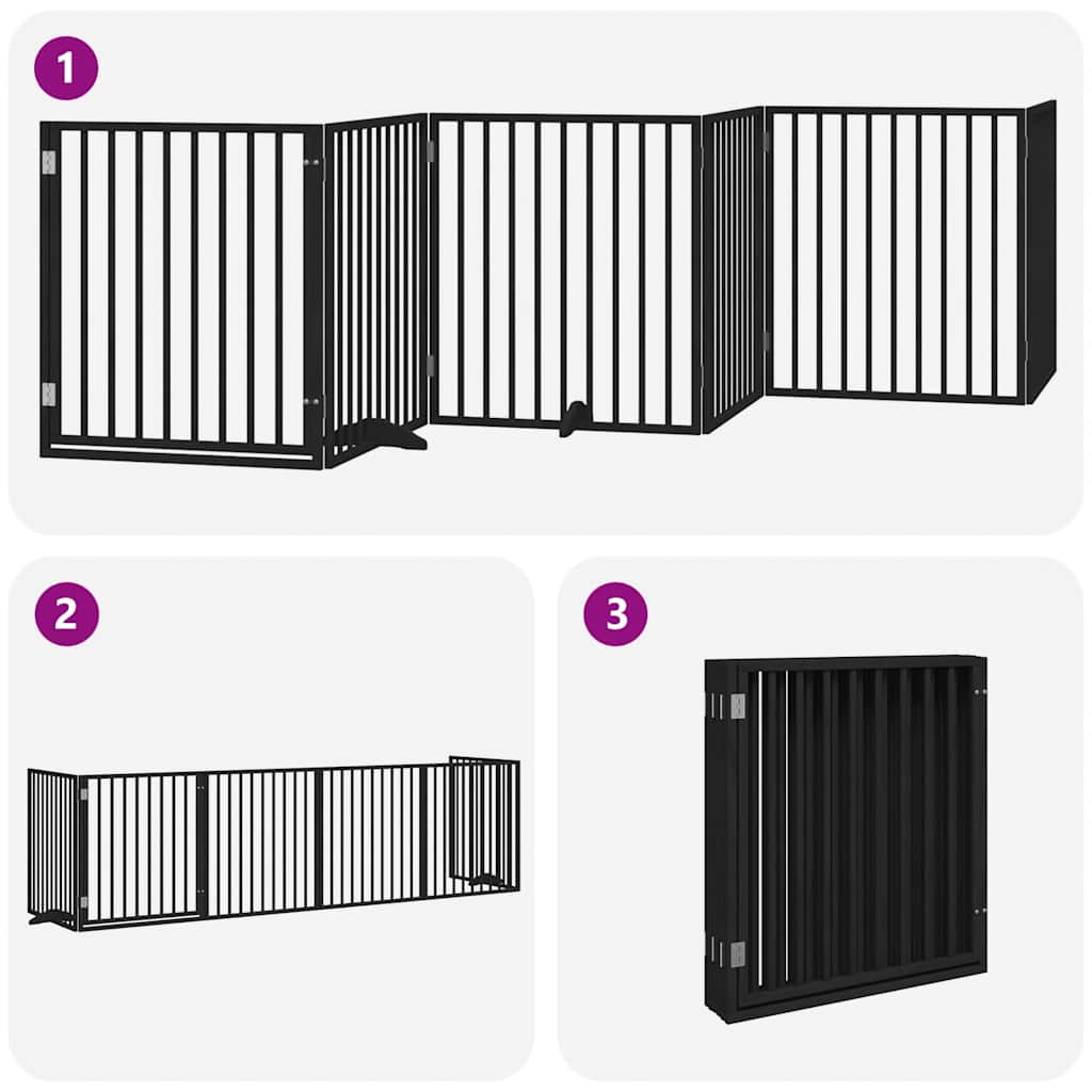Hondenhek inklapbaar 6 panelen 480 cm populierenhout zwart is nu te koop bij PeponiXL, paradijselijk wonen!