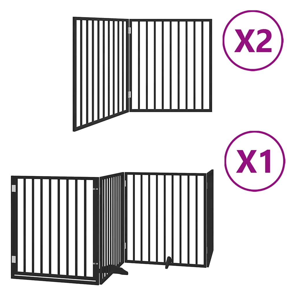 Hondenhek inklapbaar 8 panelen 640 cm populierenhout zwart is nu te koop bij PeponiXL, paradijselijk wonen!