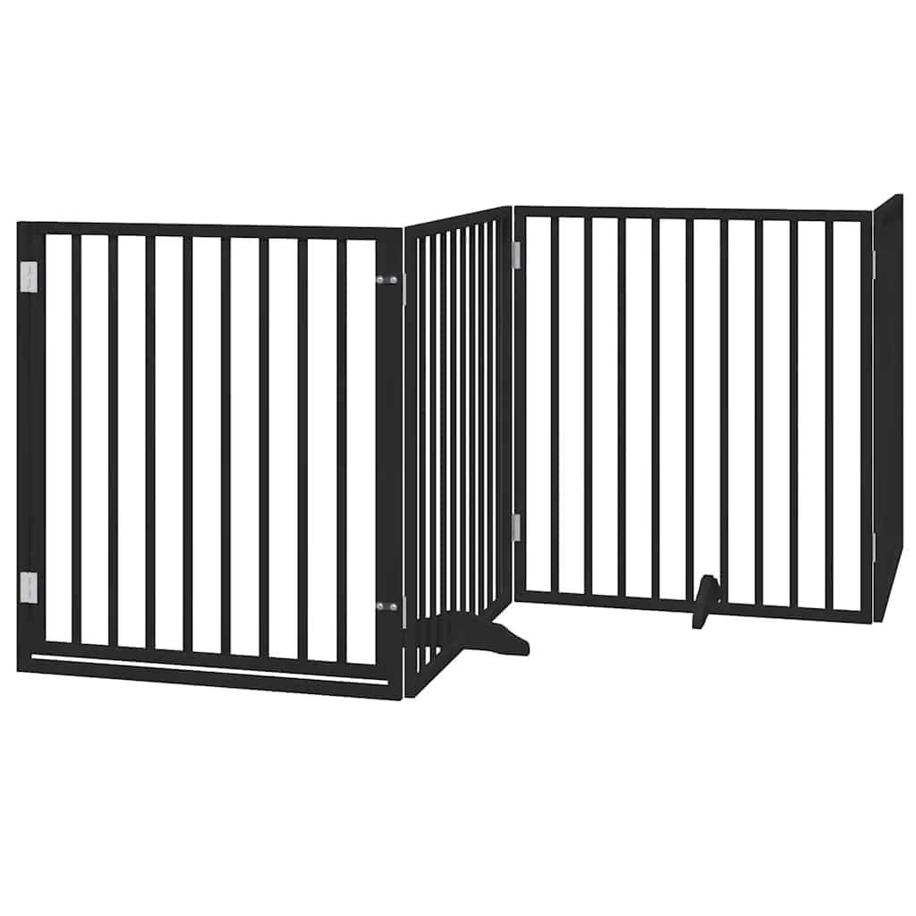 Hondenhek inklapbaar 8 panelen 640 cm populierenhout zwart is nu te koop bij PeponiXL, paradijselijk wonen!