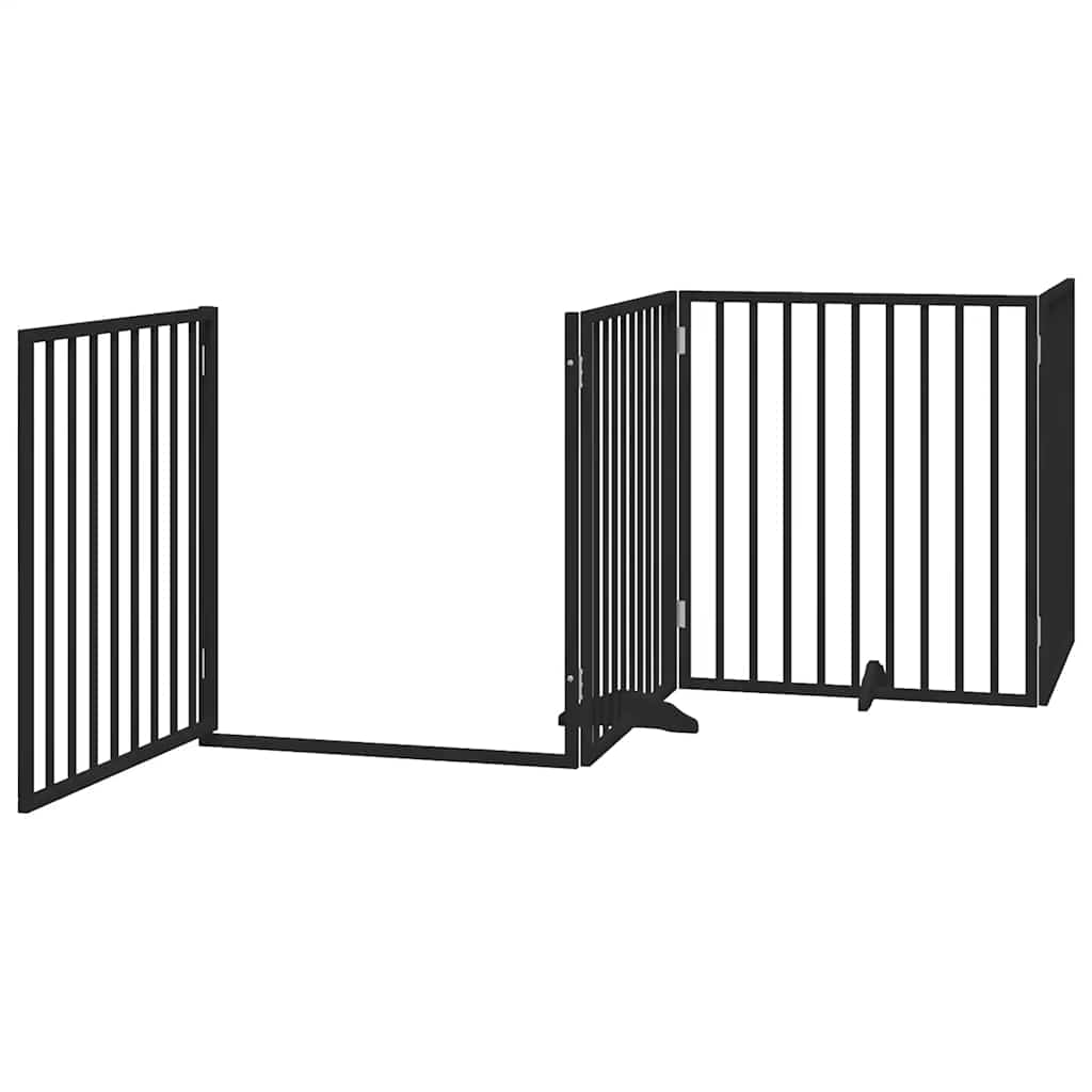 Hondenhek inklapbaar 8 panelen 640 cm populierenhout zwart is nu te koop bij PeponiXL, paradijselijk wonen!